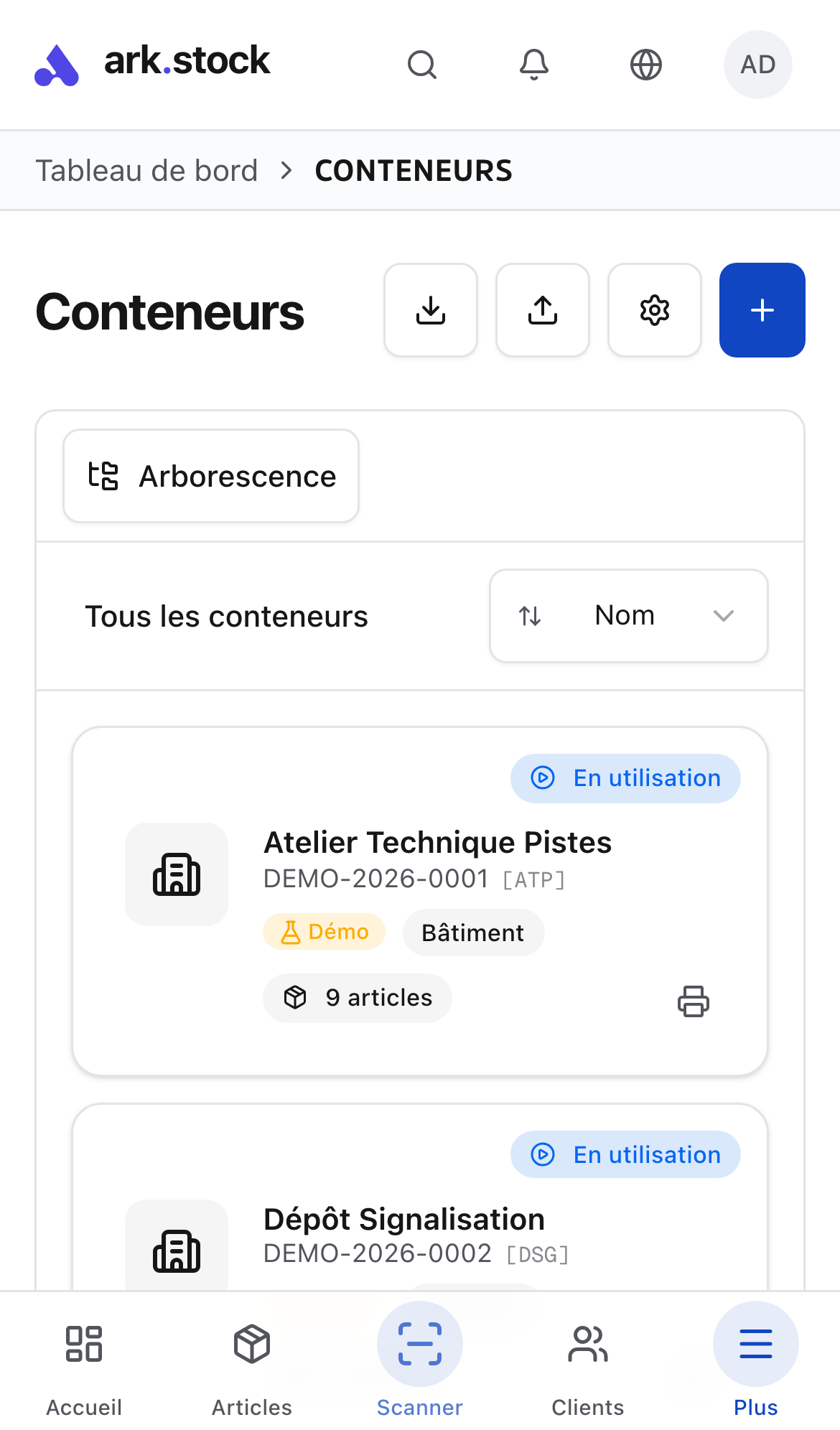 Container capacity dashboard