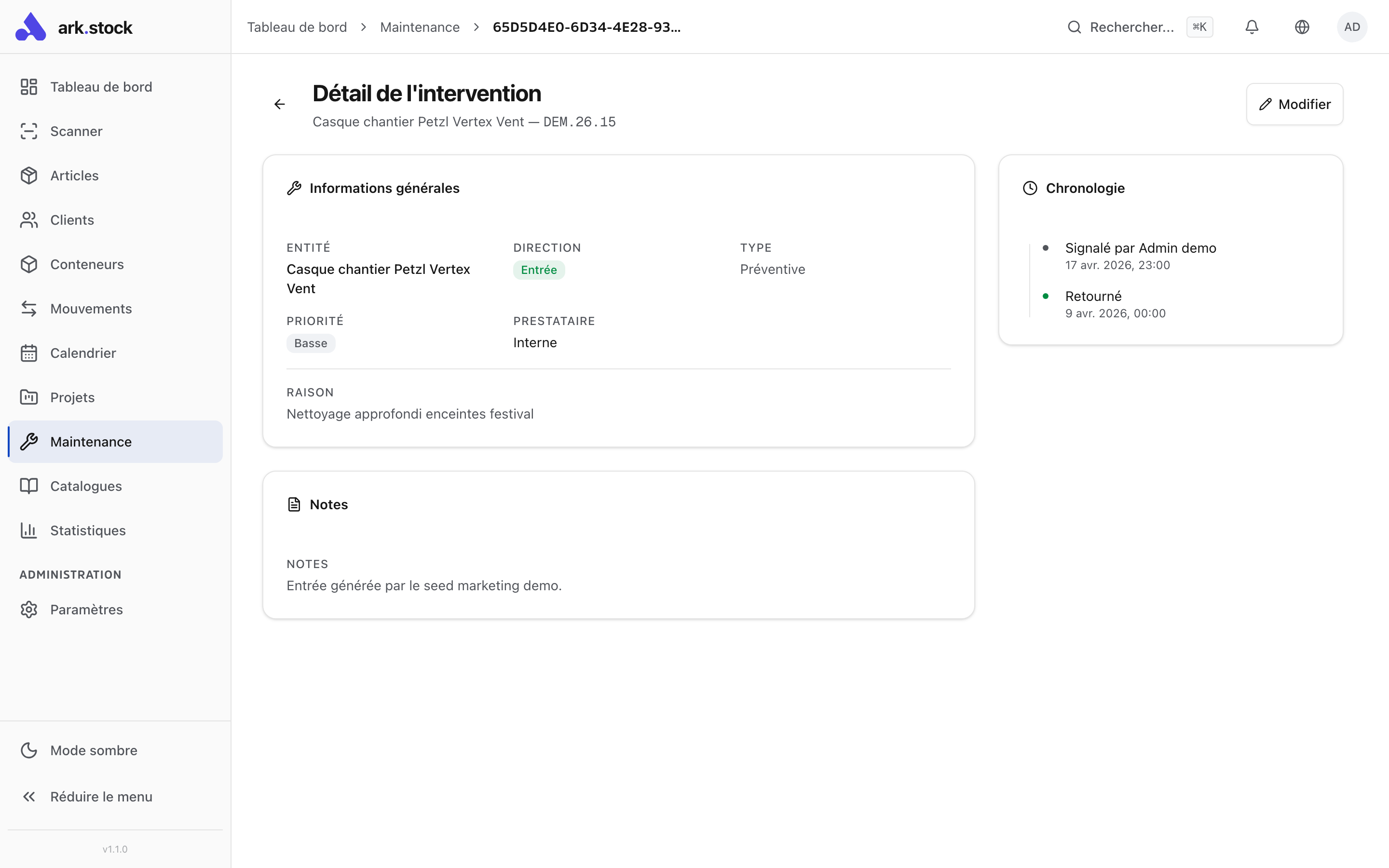 Corrective-maintenance ticket with cost tracking