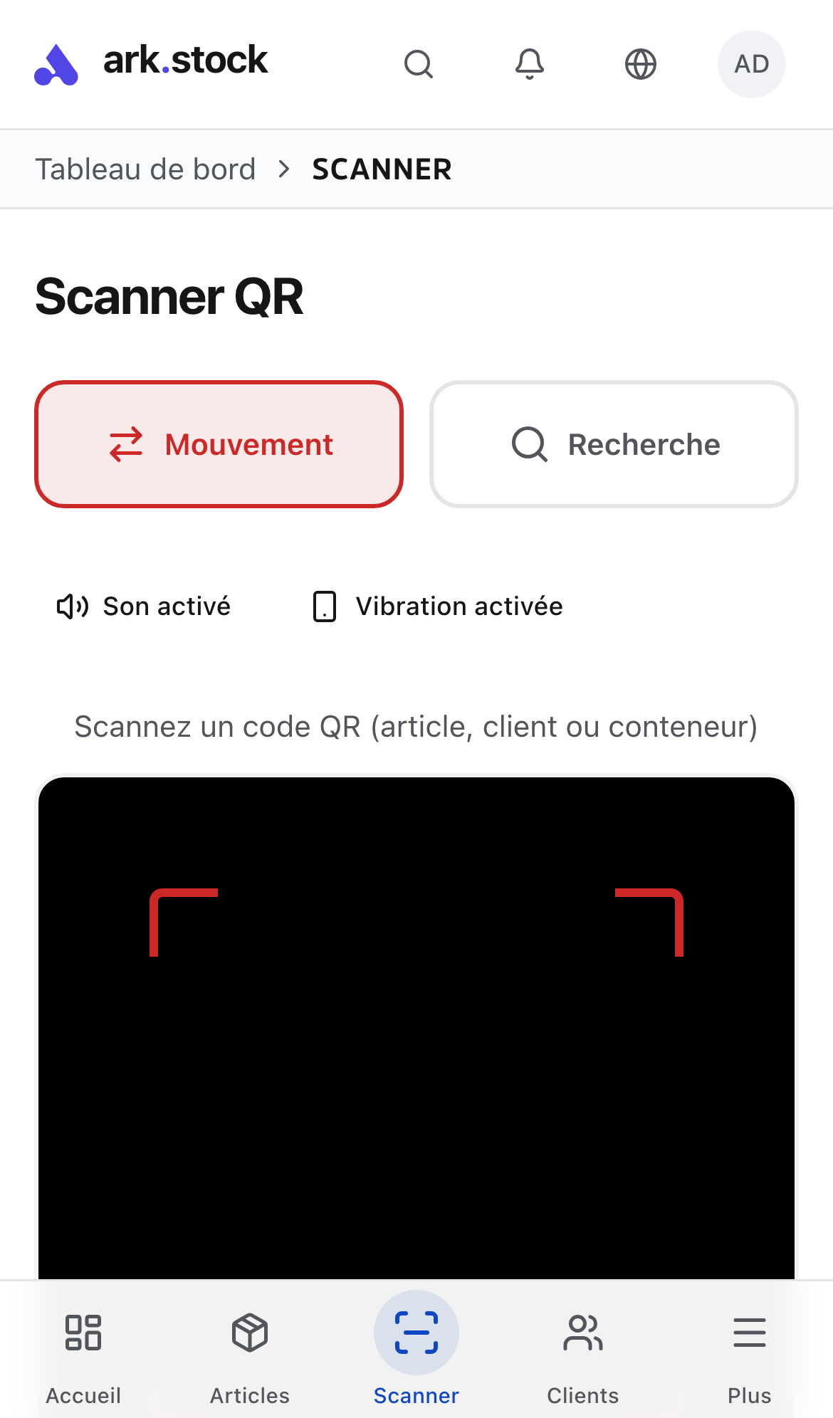 Scanner screen with multi-format detection
